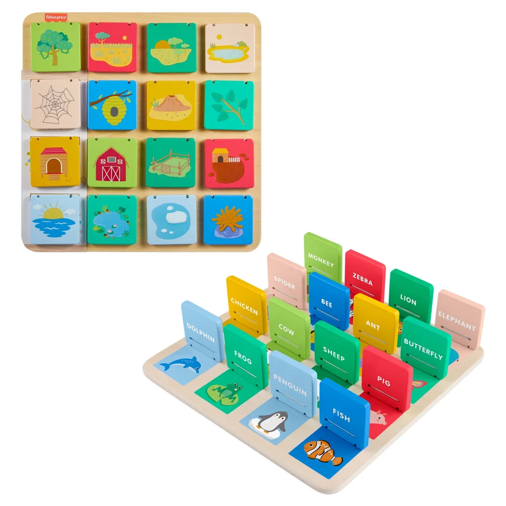Fisher-Price Wooden Flip & Reveal Activity Board