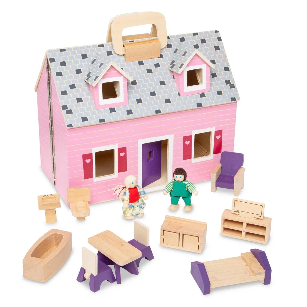 Melissa & Doug Fold & Go Wooden Dollhouse