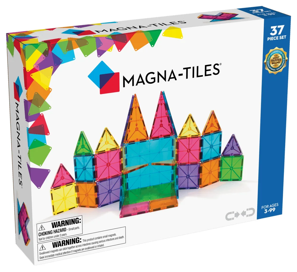 MAGNA-TILES Classic Clear Colors 37-Piece Set